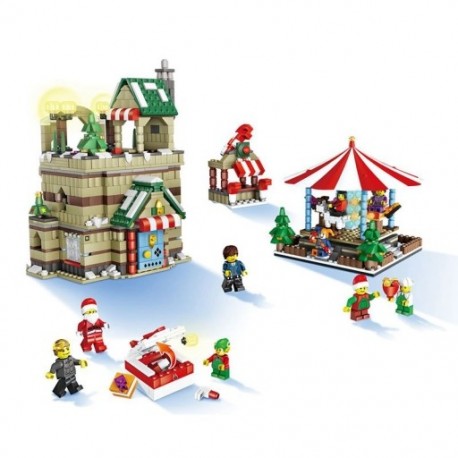 JJRC1003 Christmas Village Mikulás fa ló vicces építőelemek F X1F4