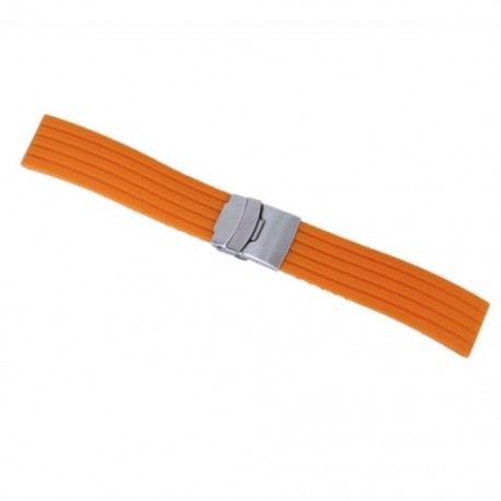 Narancssárga gumi karóra heveder sáv kiépítési csat vízálló 22 mm T9V5