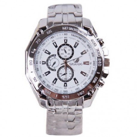 Luxus férfi ruha WATCH Multi Time vízálló ötvözet Analóg Kvarc Fehér E5L W3S0