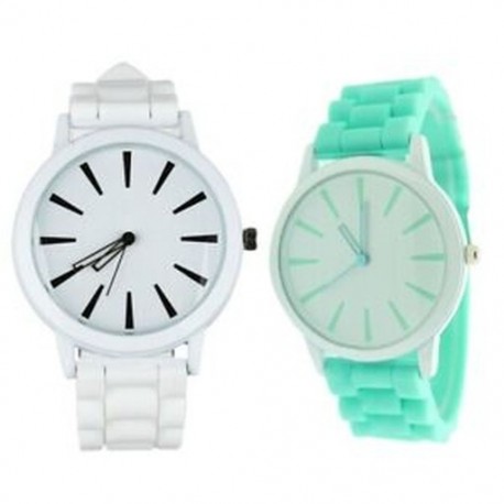 2 PCS női karóra klasszikus gél szilikon zselés karóra (fehér   fehér arc és M G8W8