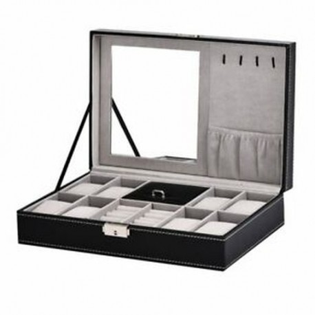 6X (2 az 1-ben 8 Watch Box rács   3 hibrid hálószekrény tárolódoboz luxus ékszerek G6D7
