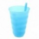 műanyag szalma csésze hideg csészék Juice csésze kék F3U6
