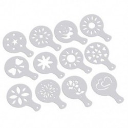 5X (12 db cappuccino kávé fehér sablonok sablon virággal díszített pad Duste Y6Q7