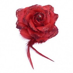 Piros organza rózsa toll bross hajcsipesszel TOP A6L5