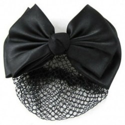 Nő fekete két rétegű poliészter Bowtie hajrács fedelet hajcsipesz R6S5