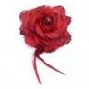 1X (Piros Organza Rózsa Toll Bross Hajcsipesszel TOP8 P8J8)