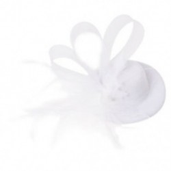 Mini kalap felső sapka mini barrette hajcsat toll Fehér X3Z5