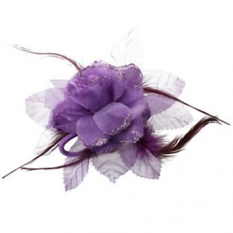 2X (Virágos és tollszőrű virágcsatka bross nőknek - Purple D9E7)