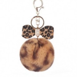 1X (szőrös kulcstartó Leopard Bowknot szőr kulcstartó táska lánc nyúl szőrme gömb kulcs I7H7