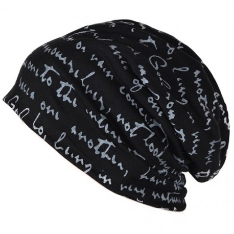 Unisex Beanie Baggy vékony hip-hop nyomtatási koponya sapka (fekete) F4E7