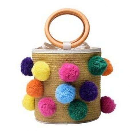4X (Straw Bags női strandtáska, vödör típusú kereszttest táska nyáron peel-ofW3W4-vel