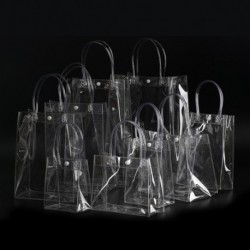 1x PVC szivárgásmentes boros ajándék táska átlátszó pezsgő tasak Több méretben