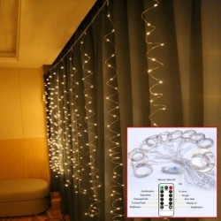 1x 8 üzemmód 300 LED-es függöny tündérvilágítás USB-s lógó fali lámpák esküvői dekoráció ünnep parti