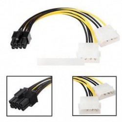 16 cm / 5 '' 8 pólusú PCI Express férfi és kettős LP4 4Pin Molex IDE tápkábel adapter