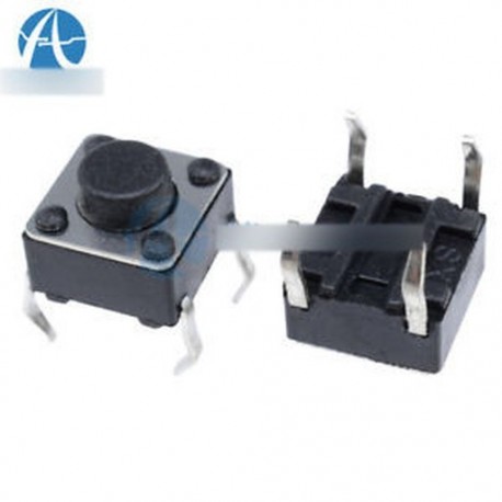 100db 6x6x5mm DIP átmenő lyuk 4pin tapintható nyomógombos kapcsoló pillanatnyi