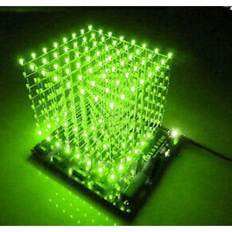 3D-s könnyű négyzet DIY készlet 8x8x8 3 mm-es LED Cube zöld Ray LED