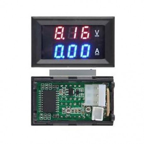 Piros kék - DC100V 10A feszültségmérő mérőműszer kék és piros piros és piros LED digitális Volt mérő mérőműszer