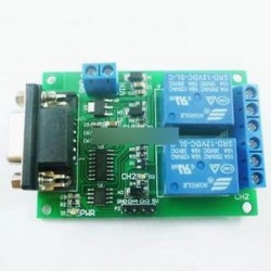 12V - 2 csatornás soros port RS232 relé modul DC 5V 12V DB9 interfész PC relé