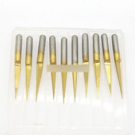 10PCS 3.175 mm-es keményfém PCB gravírozószerszámok CNC-útválasztó szerszám 10 fokos 0,1 mm-es V-Shap