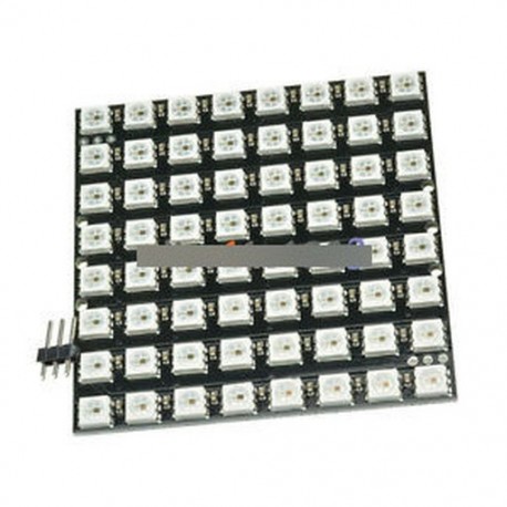 WS2812 8x8 64 LED-es mátrix LED 5050 RGB teljes színű illesztőprogram fekete panel Arduino-hoz