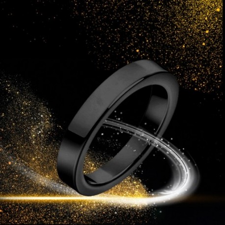 Titán acélból készült 3 mmes gyűrűs női férfi eljegyzési esküvői gyűrű, fekete