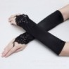 32cm női elegáns csipke szatén hímzés hosszú menyasszonyi, ujjatlan kesztyű női bál ünnep Mitt party esküvői