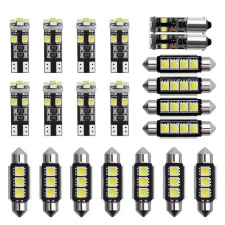 21 db-os autós LED belső világítású kupola lámpakészlet rendszámtábla izzó