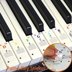 88/61 billentyűs zongora színes matricák átlátszó, levehető zenei matrica jegyzetekkel ellátott matrica kézi tekercses