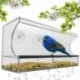Ablak madáretető erős szívópoharakkal és vetőmagtálcával, szabadtéri madáretető