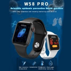 W58 pro Bluetooth Smart Watch Teljes érintőképernyő Testhőmérsékleti teszt Szívritmus vérnyomás Fitness karkötő