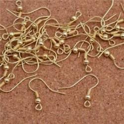 arany - 9 szín 100db / tétel Divatos vas fül kampós drótkapocs gyöngyszemekkel, fülbevaló