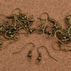 Bronz 100db / tétel Divatos vas fül kampós drótkapocs gyöngyöt fülbevalókkal, fülbevalóval