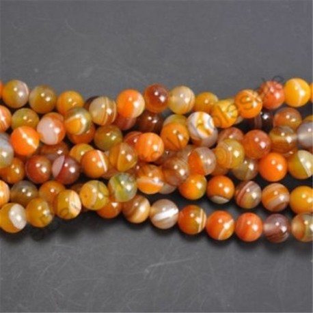 Orange Stripe Agate - Természetes drágakő kerek kő laza gyöngyök tétel 4mm 6mm 8mm 10mm barkács ékszerek készítése