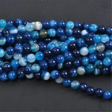 Blue Stripe Agate - Természetes drágakő kerek kő laza gyöngyök tétel 4mm 6mm 8mm 10mm barkács ékszerek készítése