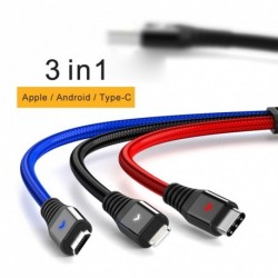 3in1 Led USB töltőkábel 3 az 1ben Micro USB TypeC töltőkábel Samsung Huawei Multi Usb port Több USB kábel