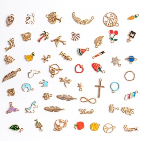 50db vegyes zománc témájú medálok ékszerek készítéséhez ömlesztett sok nyaklánc fülbevalók karkötő kézműves