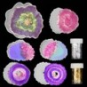 6 csomag szilikon geode alátét epoxigyanta műanyag szett, 2 üveg arany fólia pehelyvel a barkácsgyanta öntéshez geode