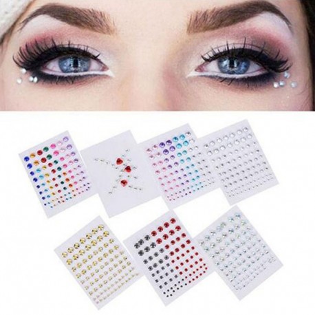 DIY Ragasztó Arcékszerek Drágaköv Ideiglenes Tetováló Szemek Fesztivál Party Test strasszos Flash matricák