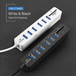 Multi USB hub USB 2.0 elosztó nagysebességű 6 portos Hab TF SD kártyaolvasó  egyben PC számítógép kiegészítőkhöz