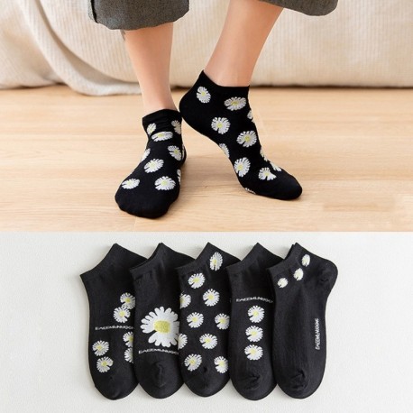 Női férfi százszorszép csónak zokni rövid cső középső cső pár pamut zokni