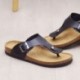 Női nyári parafa lapos alsó papucs hallgatói fém csatos babcipő alkalmi Pu egyszemélyes cipő