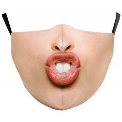 * 166 - Vicces mosható arcmaszk fél arc száj Mark HipHop Cospaly Party One Size Bib