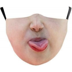 * 121 - Vicces mosható arcmaszk fél arc száj Mark HipHop Cospaly Party One Size Bib