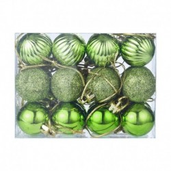 Zöld - 24X Glitter Xmas Tree Hanger Baubles díszgömbök karácsonyi dekoráció törésálló