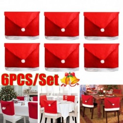 Nincs szín - 6x karácsonyi székek hátlap vacsoraasztal Mikulás sapka fesztivál dekor ajándék