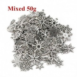 50g vegyes - 50g ajándék vegyes ezüst tónusú karácsonyi hópehely varázs medálok karácsony 2020