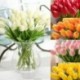 Piros - 10db mesterséges PU virág csokor hamis tulipán karácsonyi násznép esküvői dekoráció