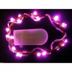 Rózsaszín - 10LED cellás működtetésű mikrohuzal húr tündér fény DIY Party Xmas esküvő