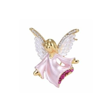 Rózsaszín szárny - Karácsonyi angyal szárny pingvin kristály zománc bross tű Xmas női party forró ajándék