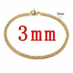 Arany 3 mm - Férfi punk rozsdamentes acél karkötő kubai link lánc karszalag karperec karácsony ajándék